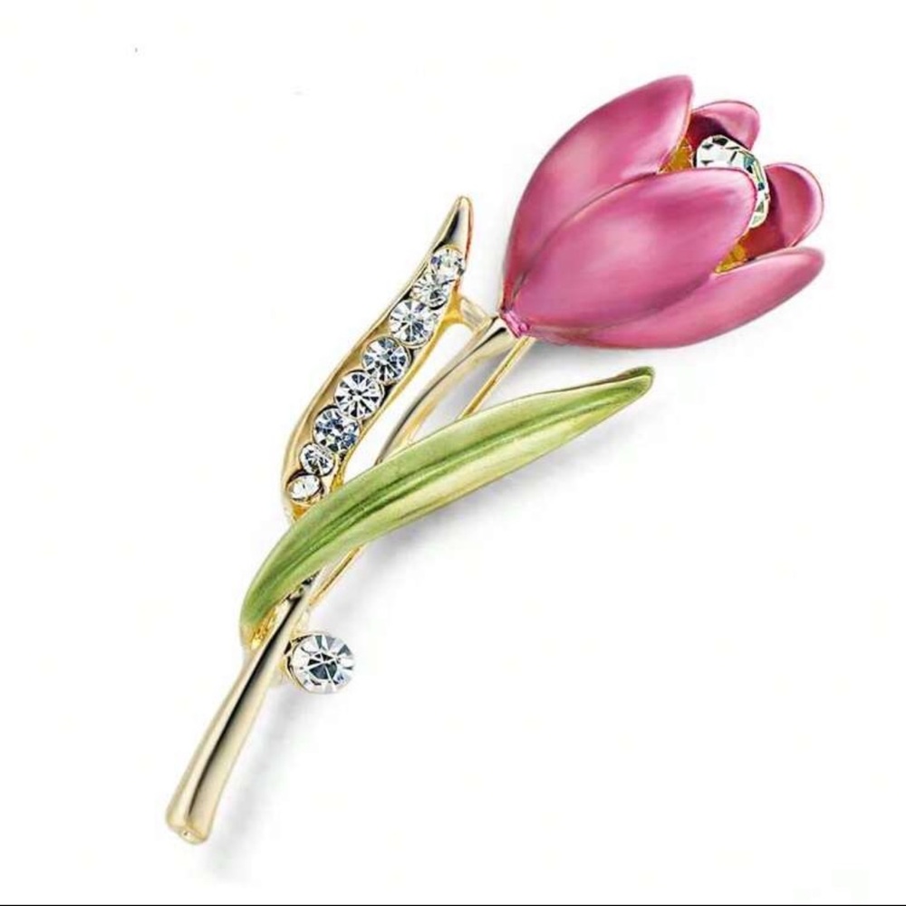 Elegant Pink Tulip Brooch, Pink Flower Brooch